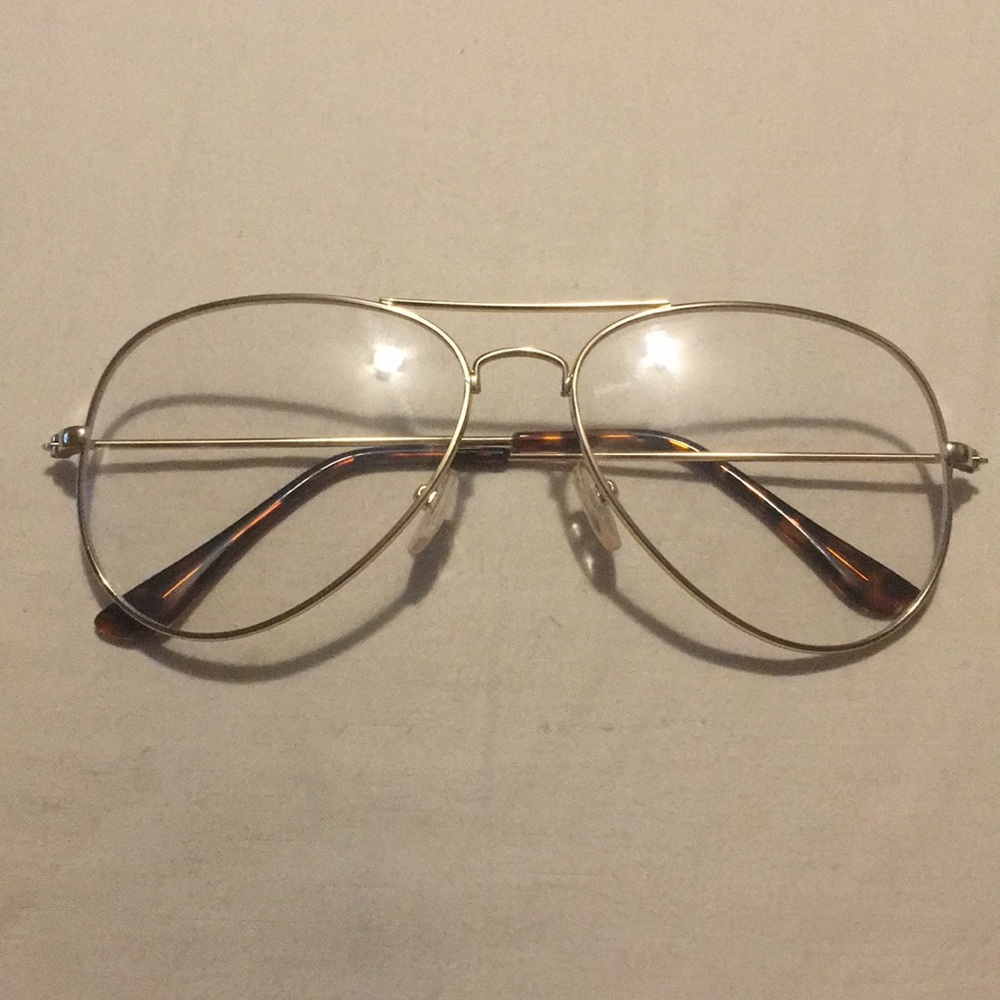 Gold Aviator Clear Lens Glasses